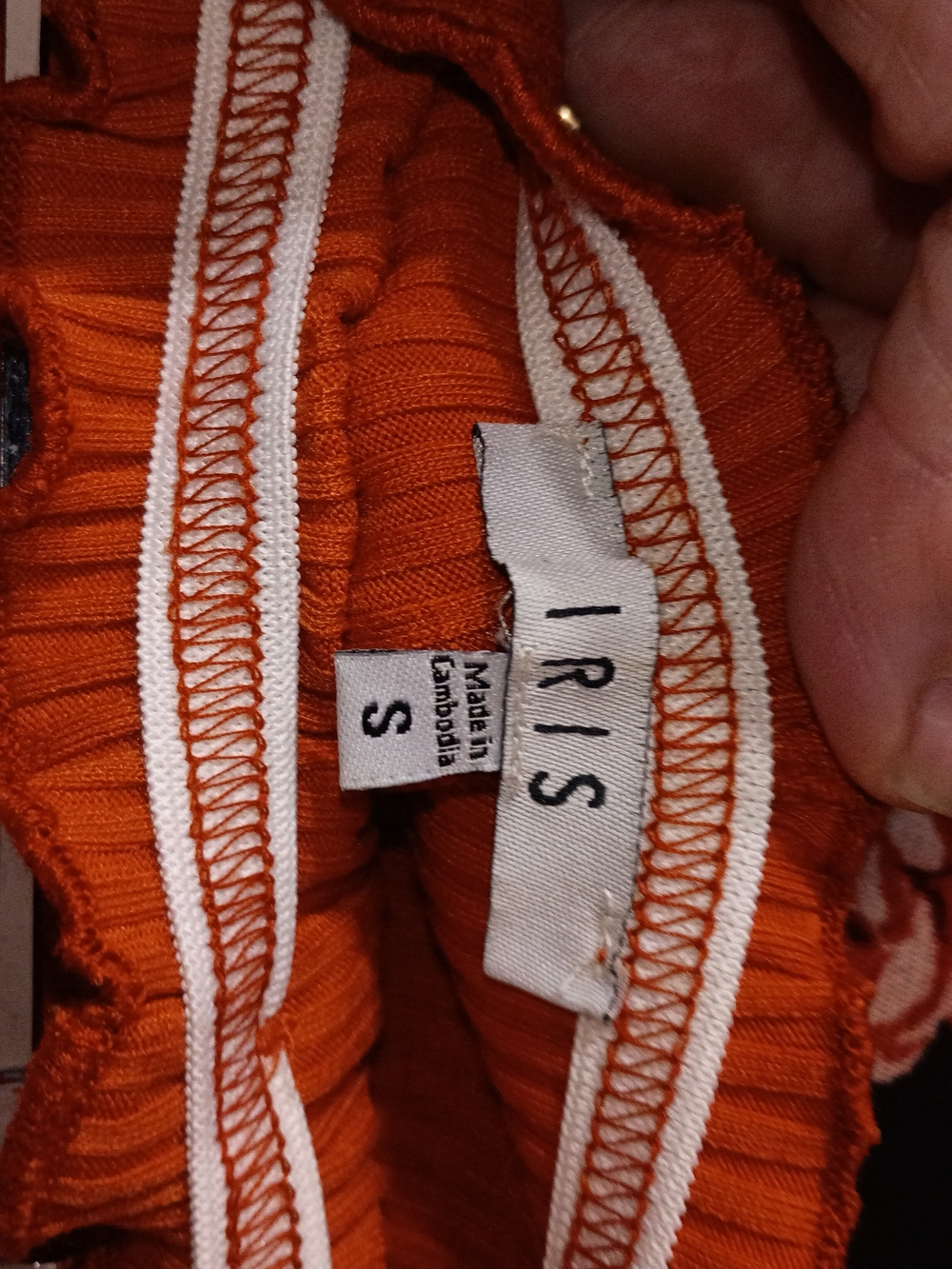 iris Strapless Ribbed Button-Front Dress in Rust Orange - Picture 3 of 3